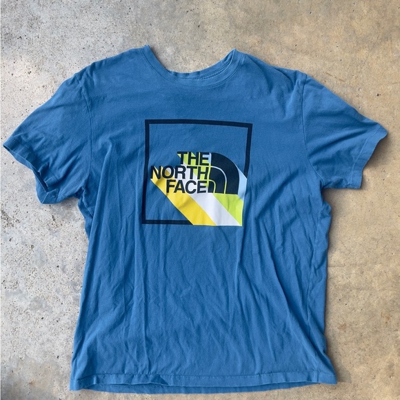 The North Face T Shirt Mens Large Banff Blue Shadow Box Short Sleeve - Picture 1 of 4